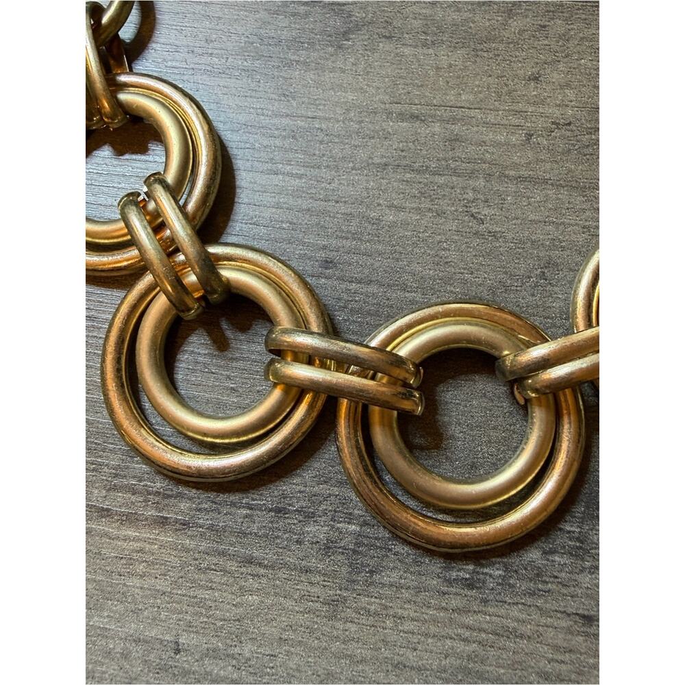 Vintage Saks Fifth Avenue Statement necklace #946 gold tone rings - Picture 6 of 11